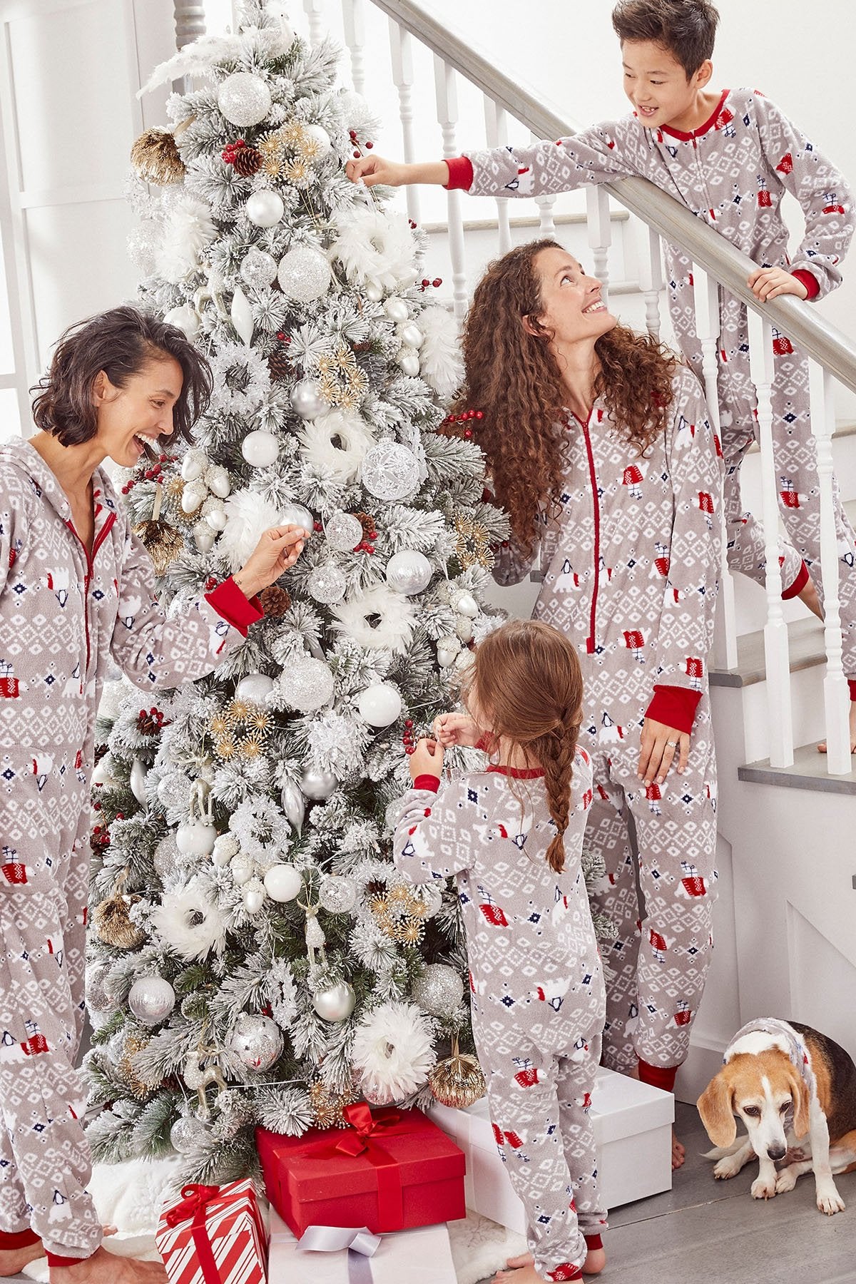 Family PJs Men Polar Bear Hooded Onesie Pajama