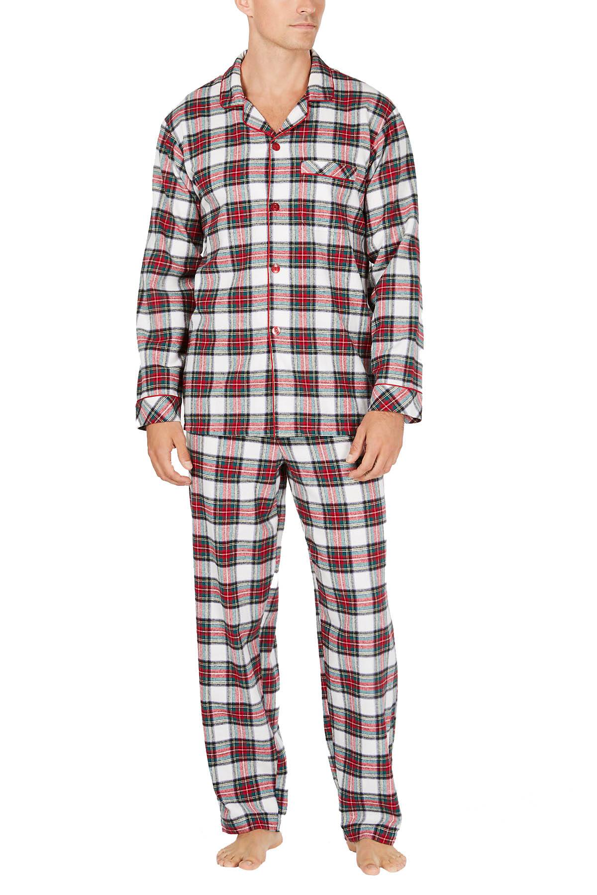 Family PJs Men Stewart Plaid Button Up Pajama Set