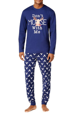 Family PJs Men's Holiday Pajama Set in Don't Moose With Me Blue thumbnail 1