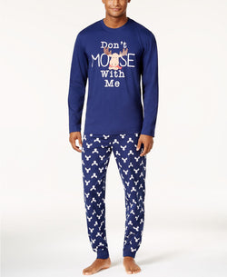 Family PJs Men's Holiday Pajama Set in Don't Moose With Me Blue thumbnail 2