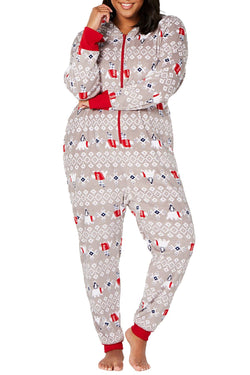 Family PJs PLUS Polar Bear Hooded Pajama Onesie thumbnail 1