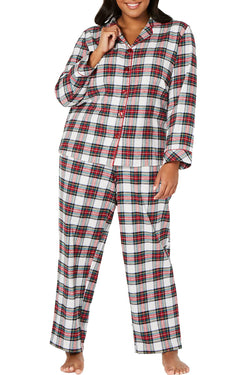 Family PJs PLUS Stewart Plaid Flannel Pajama Set thumbnail 1