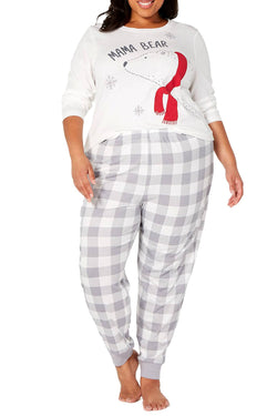 Family PJs PLUS Winter Pajama Set in Mama Bear White thumbnail 1