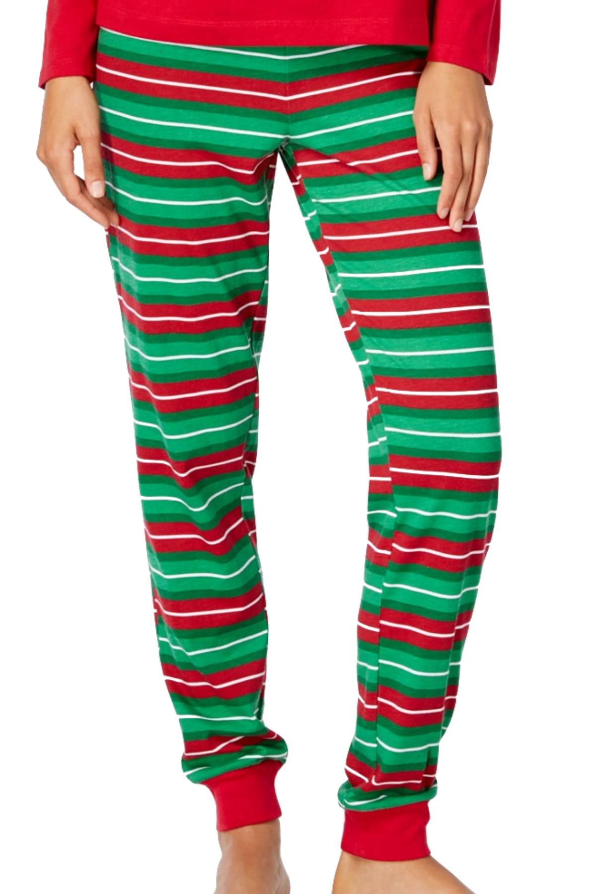 Family PJs Red/Green Holiday-Stripe Knit Pajama Set
