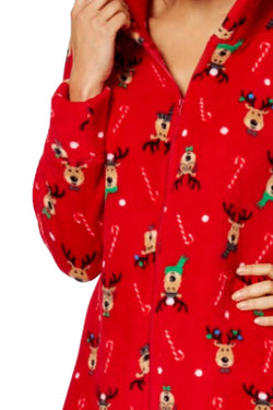 Family PJs Red/Reindeer Holiday Hooded/Footed Pajama Jumpsuit thumbnail 4