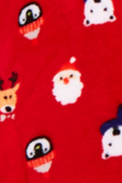 Family PJs Women's Holiday Hooded Onesie in Santa and Friends thumbnail 2