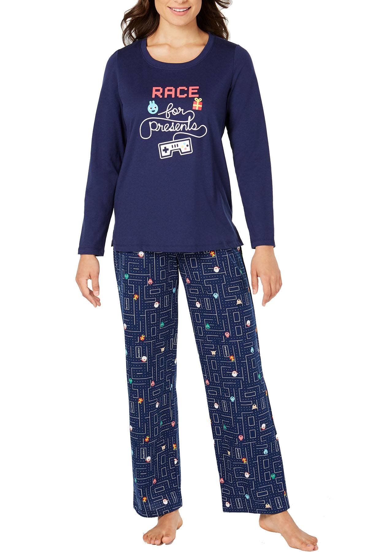 Family PJs Women's Holiday Pajama Set in Race For Presents