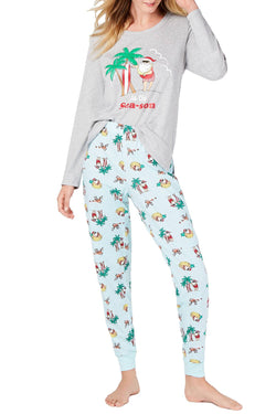 Family PJs Women's Holiday Pajama Set in Tropical Santa thumbnail 1