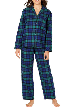 Family PJs Women's Plaid Flannel Pajama Set in Black Watch thumbnail 1