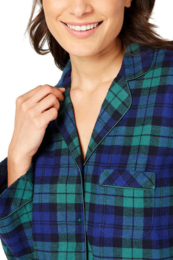 Family PJs Women's Plaid Flannel Pajama Set in Black Watch thumbnail 3