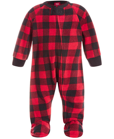 Family Pajamas Matching Baby Red Check Printed Footed Red Check