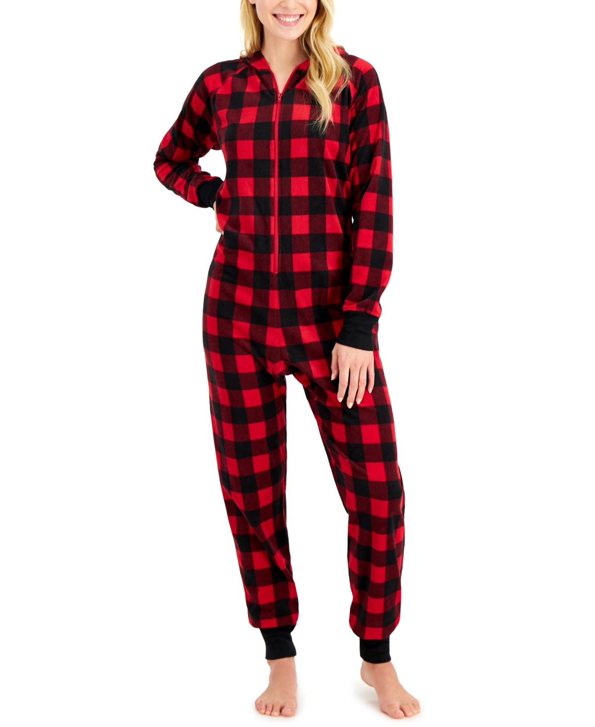 Family Pajamas Matching Women's 1-Pc. Red Check Printed Red