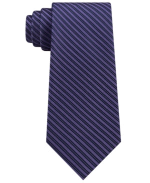 Famous Name Famous Brand Mens Mirror Pinstripe Silk Tie Necktie Purple