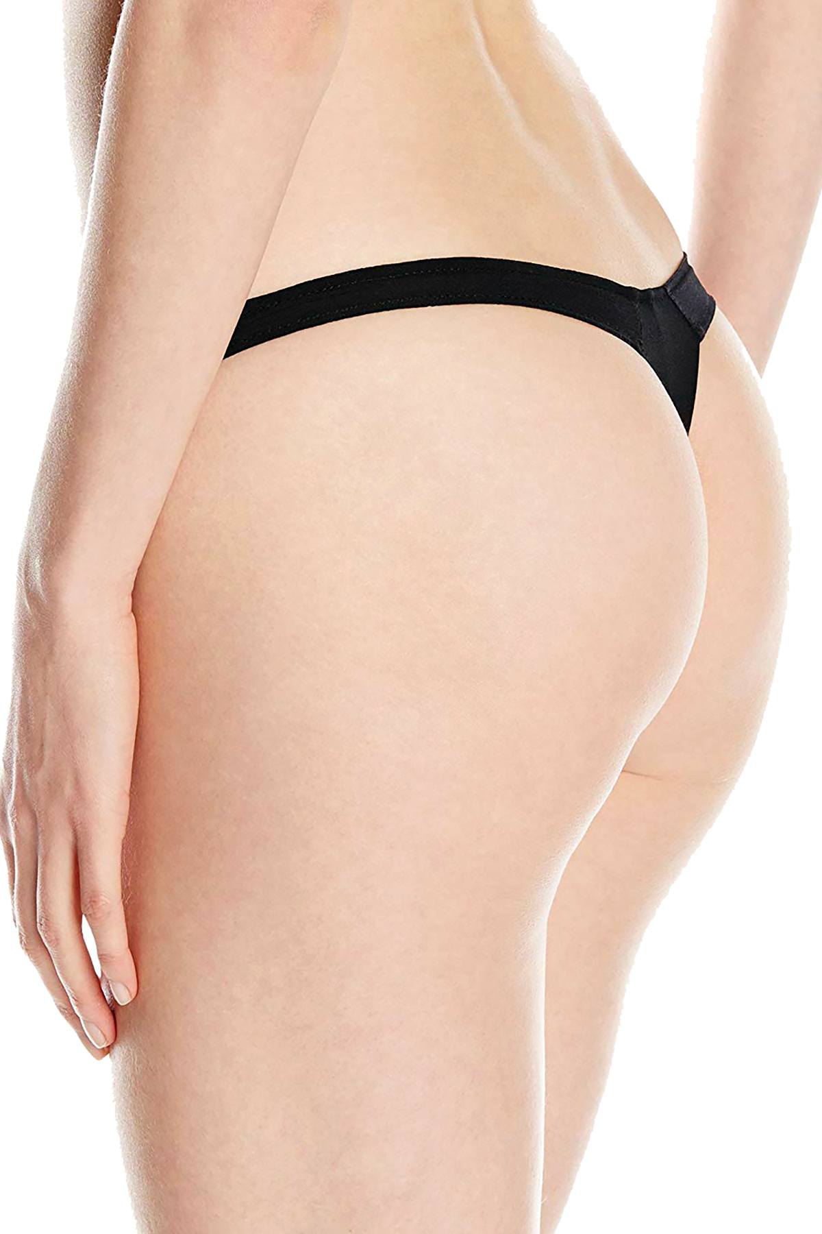 Felina Black Floral Embroidered-Lace Priscilla Thong