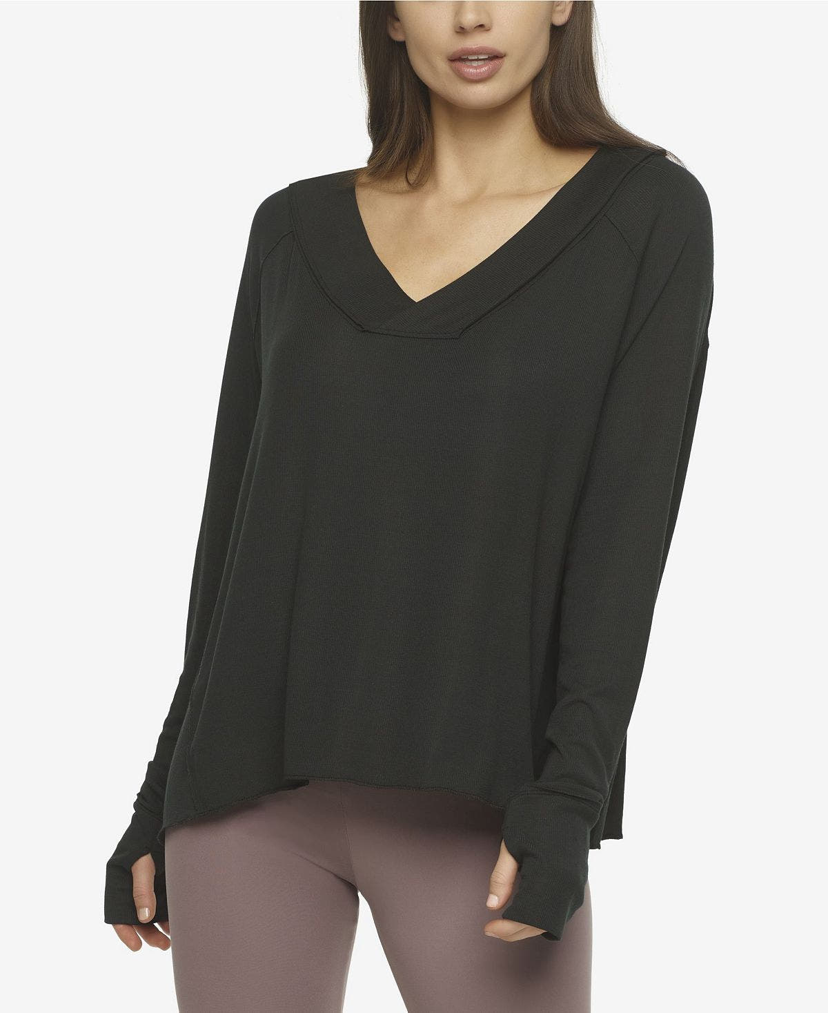 Felina Essentials Modal Rib V-neck Top Black