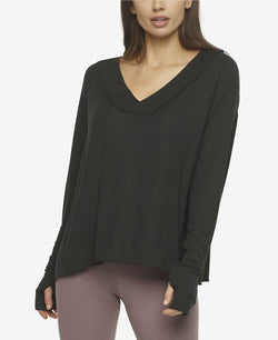 Felina Essentials Modal Rib V-neck Top Black thumbnail 1