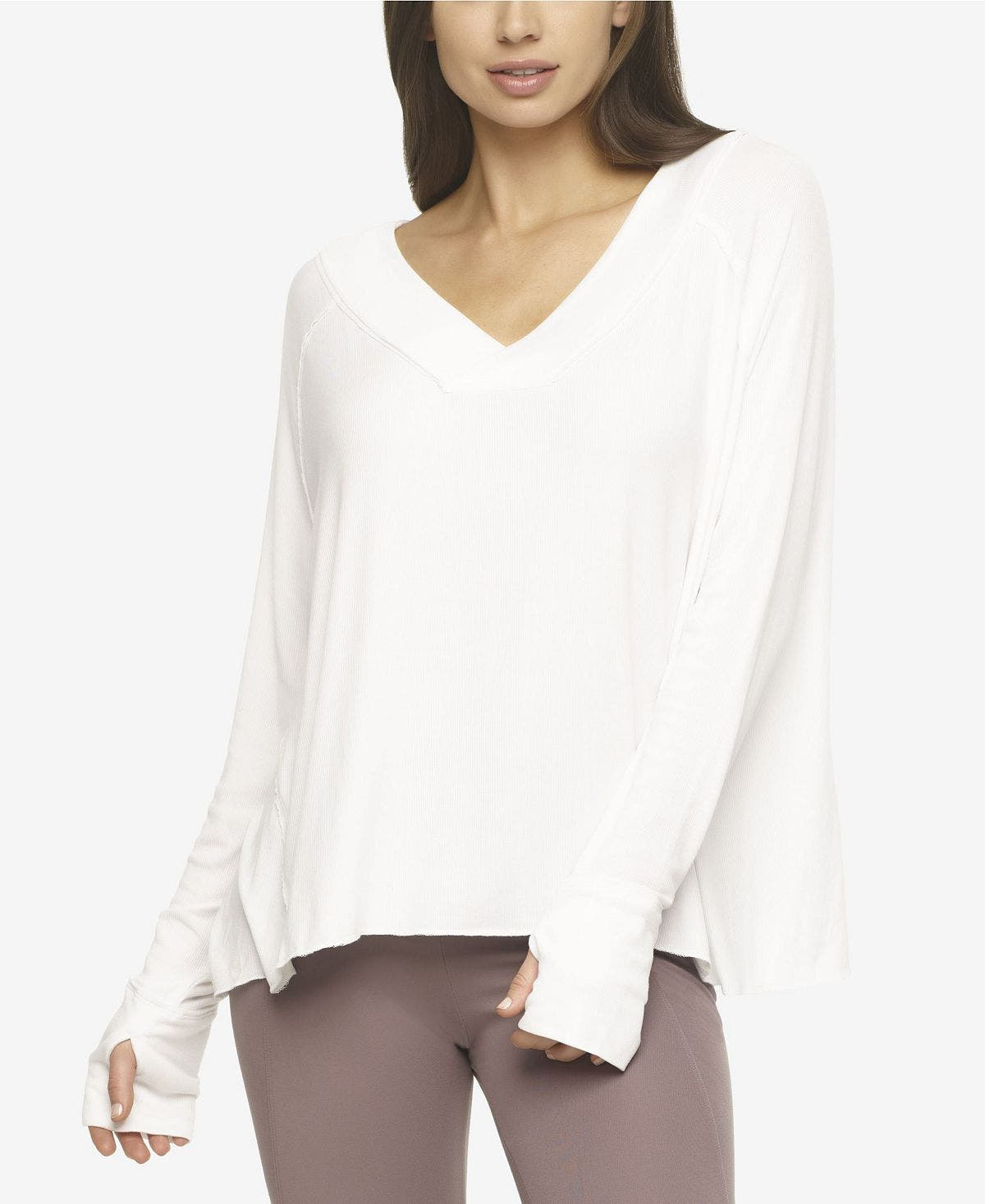 Felina Essentials Modal Rib V-neck Top White