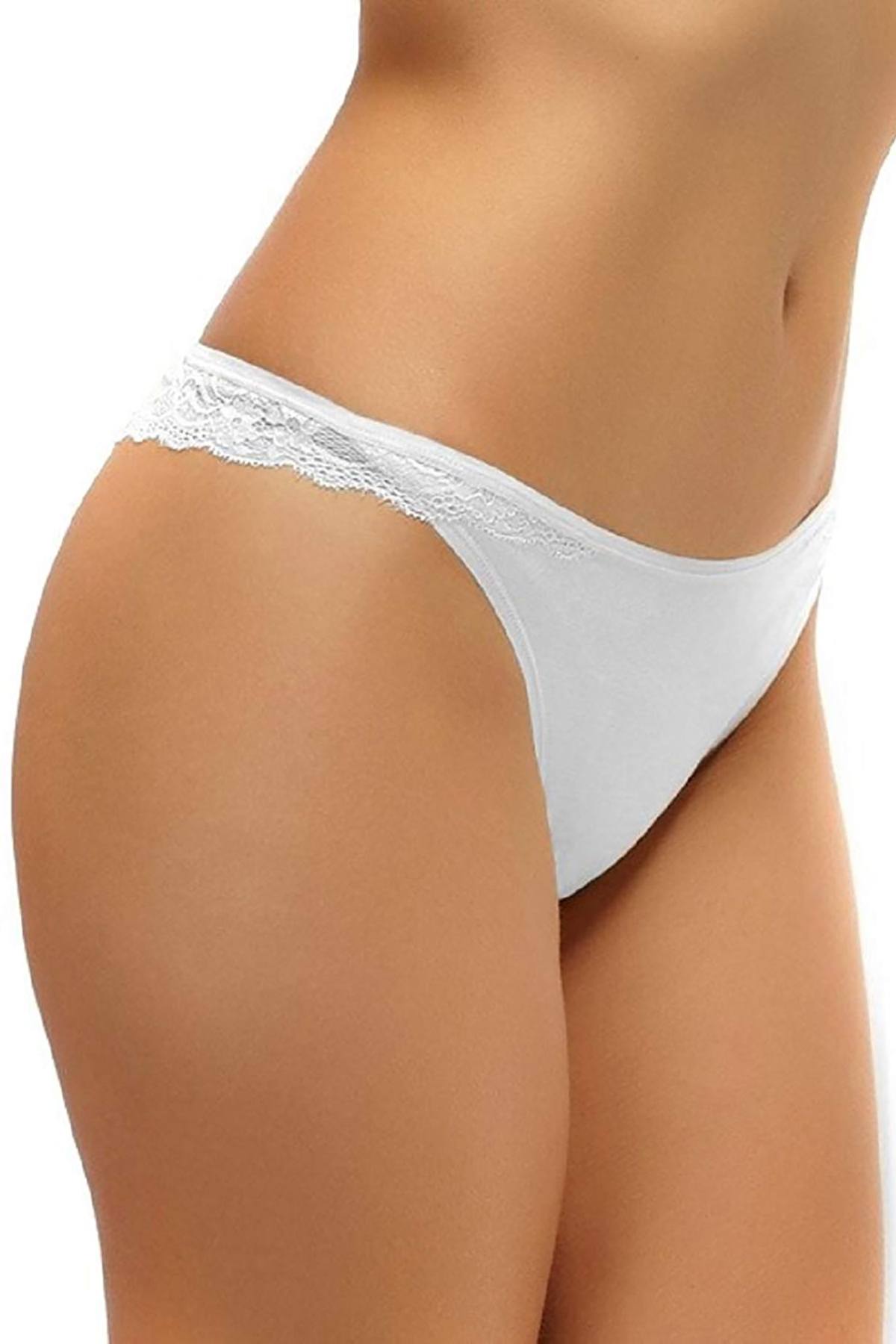 Felina White Charming Lace-Back Modal Thong