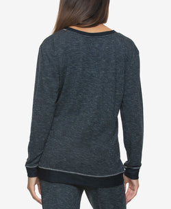 Felina Wo Ribbed Taylor Boyfriend Sleep Sweatshirt Black thumbnail 2