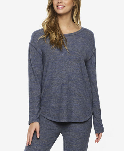 Felina Wo Super Soft Brushed Jersey Crew Neck Loungewear Top Blue/olive