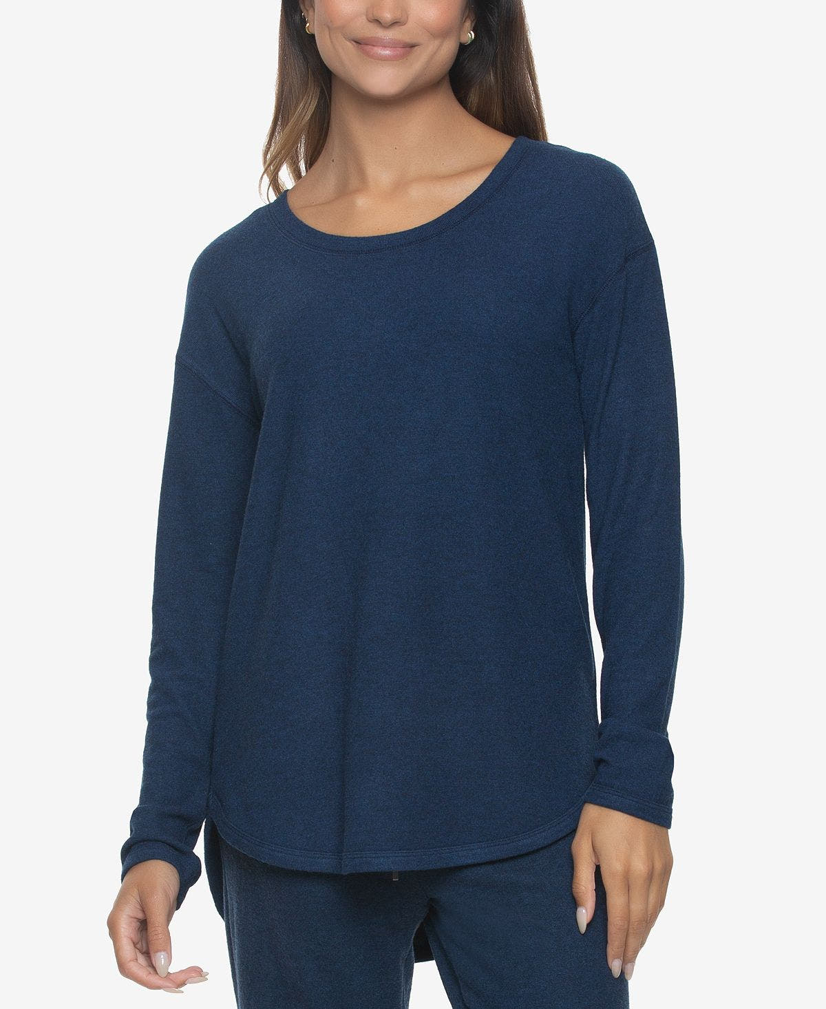 Felina Wo Super Soft Brushed Jersey Crew Neck Loungewear Top Navy