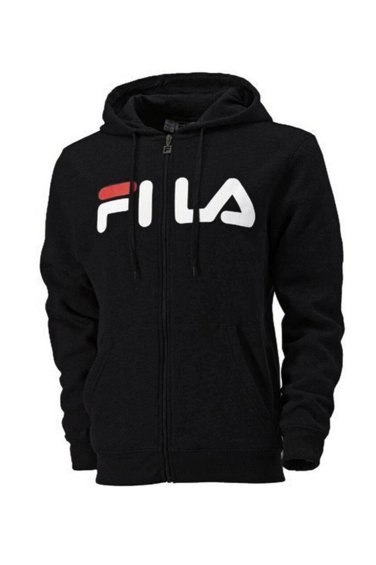 Fila Black Logo Classic Full Zip Hoodie