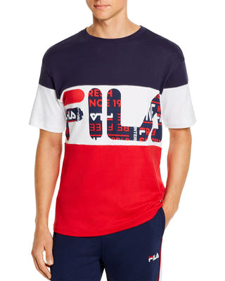 Fila Johnson Color-block Logo Graphic Tee Peacot/Red/White