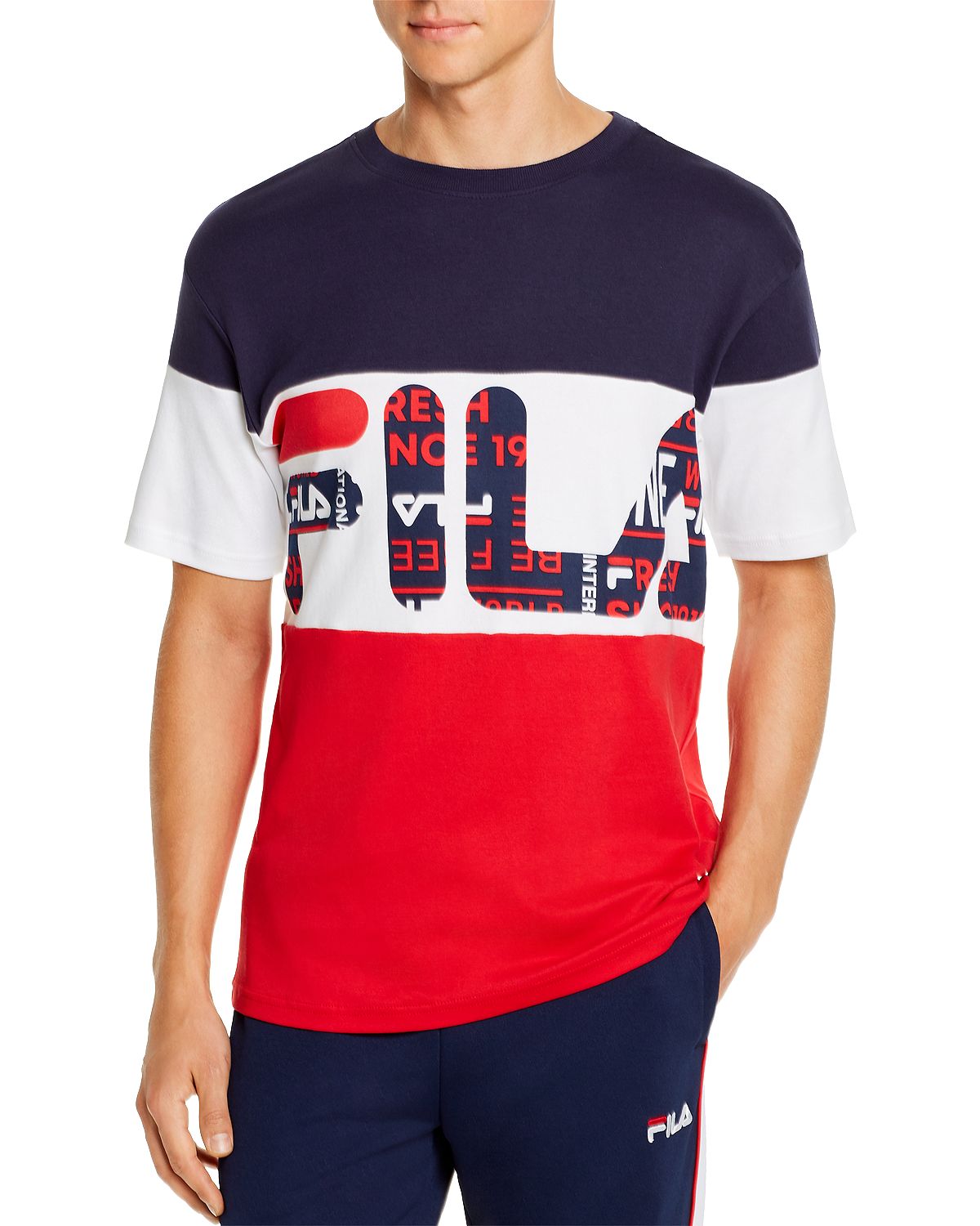 Fila Johnson Color-block Logo Graphic Tee Peacot/Red/White