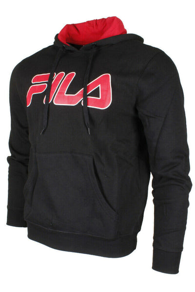 Fila Men's Filled Outline Graphic Logo Front Pocket Heavy Fleece Hoodie Blk