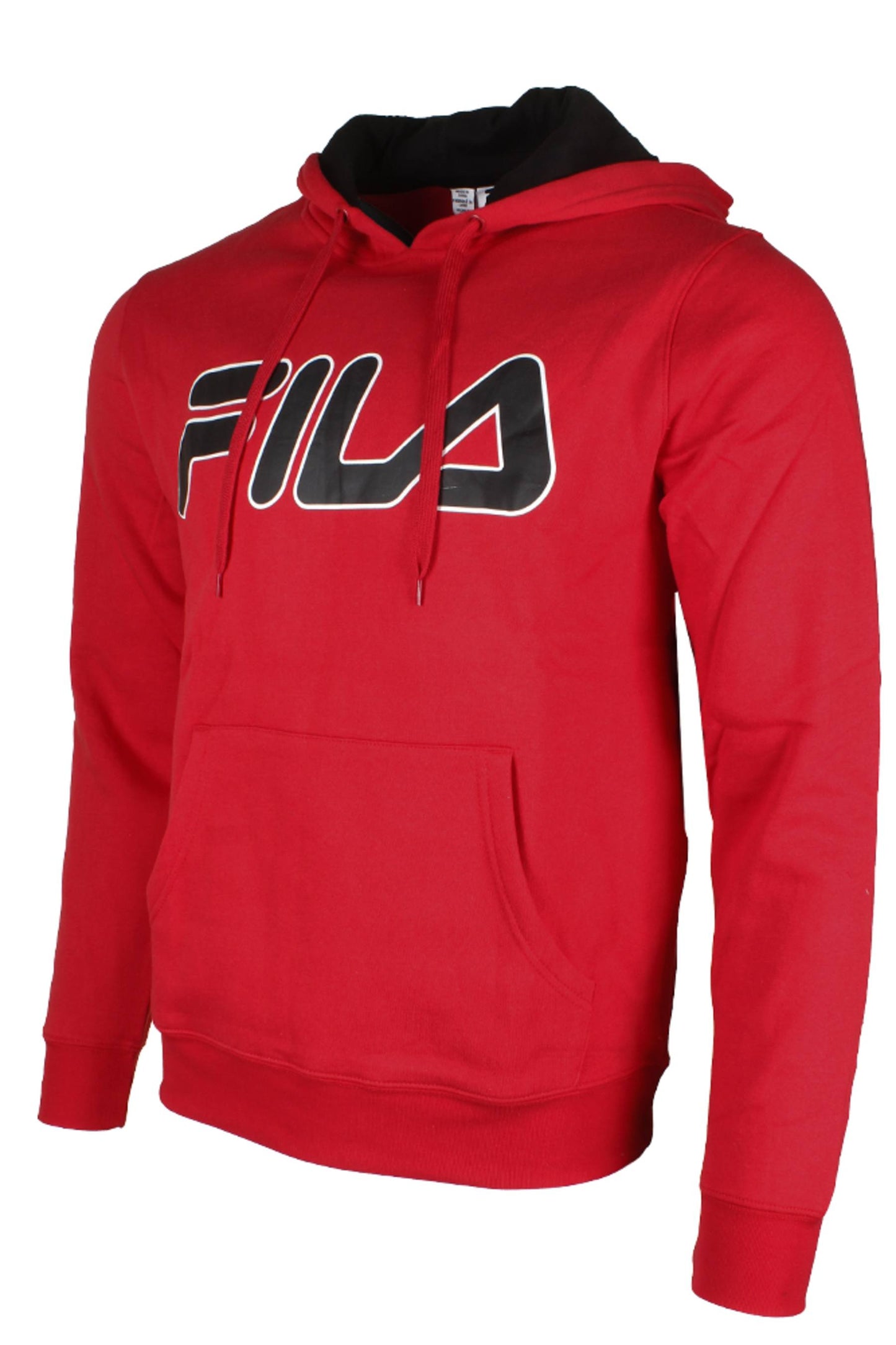 Fila Men's Filled Outline Graphic Logo Front Pocket Heavy Fleece Hoodie Red