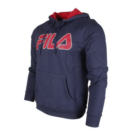 Fila Men's Filled Outline Graphic Logo Front Pocket Heavy Fleece Hoodie navy