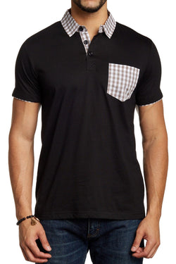 Filthy Etiquette Black & Beige Mason Polo Shirt thumbnail 1