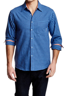 Filthy Etiquette Blue & Black Harper Button-Up Shirt thumbnail 1