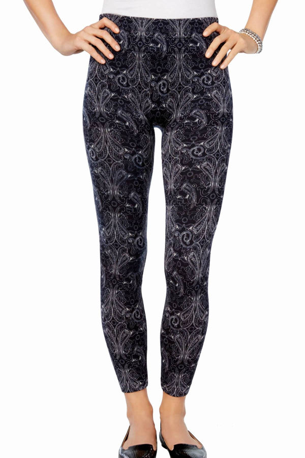 First Looks by HUE Black Floral-Bandana Seamless Legging