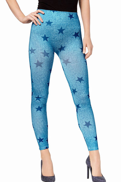 First Looks by HUE Blue Denim-Star Seamless Legging