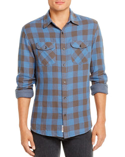 Flag & Anthem Belhaven Double-faced Check Print Regular Fit Shirt Blue/Black Plaid thumbnail 1