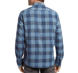 Flag & Anthem Delphi Cotton Heathered Plaid Slim Fit Button-up Shirt Blue thumbnail 2