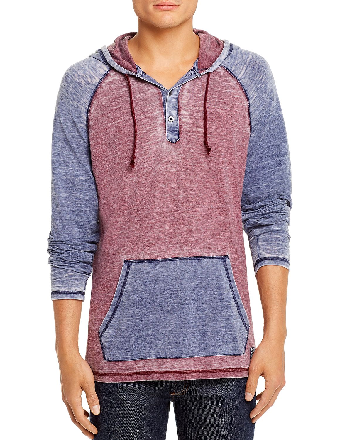 Flag & Anthem Keldron Burnout Color-block Hooded Sweatshirt Maroon/Navy