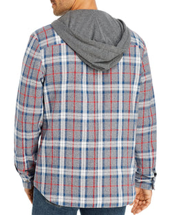 Flag & Anthem Paxton Plaid Hooded Regular Fit Shirt Gray/Red/Blue thumbnail 2