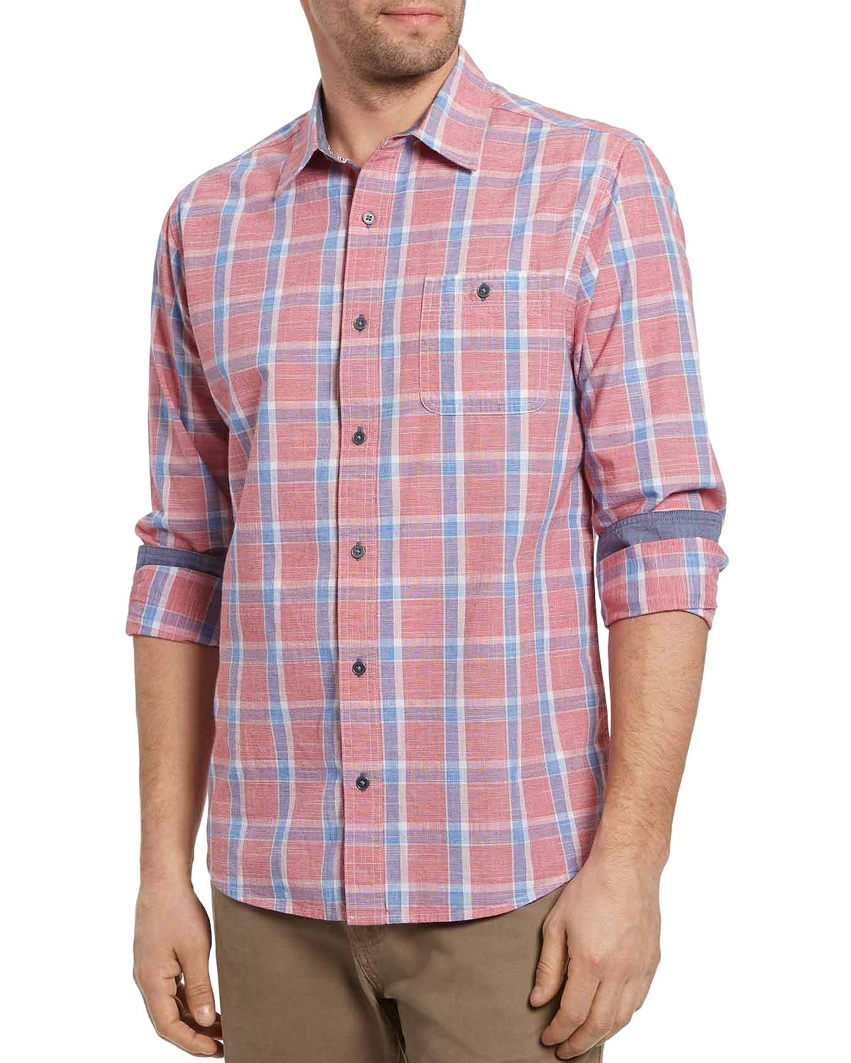 Flag & Anthem Rangerville Cotton Plaid Slim Fit Button-up Shirt Red