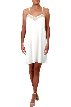 Flora By Flora Nikrooz Leslie Matt Charmeuse Lace Trim Chemise in Ivory thumbnail 3