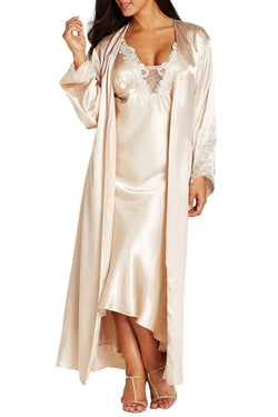 Flora By Flora Nikrooz PLUS Satin Stella Robe in Almond thumbnail 1