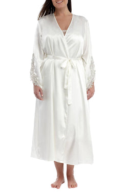 Flora By Flora Nikrooz PLUS Satin Stella Robe in Ivory thumbnail 1