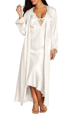 Flora By Flora Nikrooz PLUS Satin Stella Robe in Ivory thumbnail 4