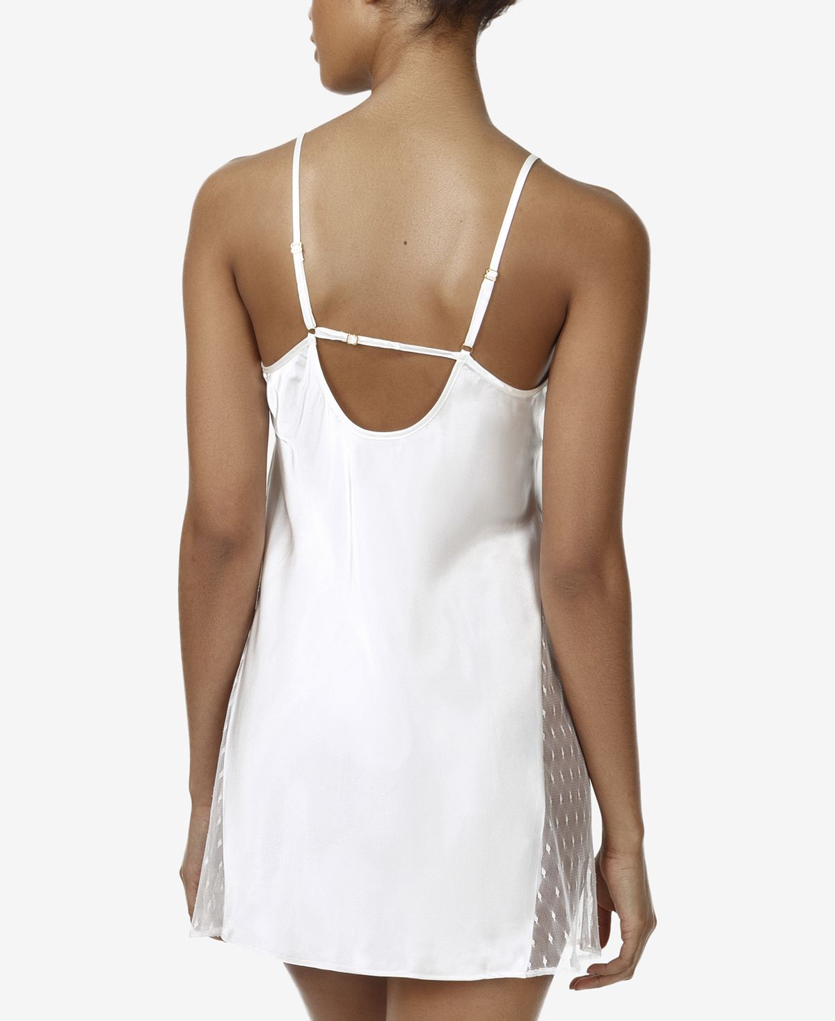 Flora By Flora Nikrooz Stella Charmeuse Embroidered-neckline Chemise Nightgown Ivory