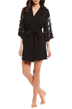 Flora Nikrooz Black Alexiss Embroidered Sleeve Modal Robe thumbnail 3