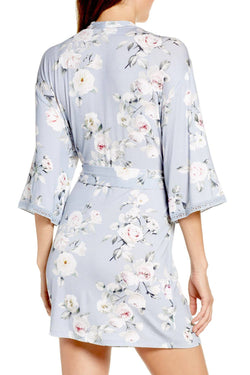 Flora Nikrooz Gray Lucca Floral Knit Kimono Wrap Robe thumbnail 4