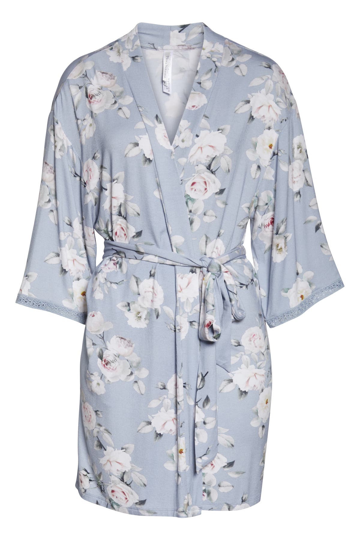 Flora Nikrooz Gray Lucca Floral Knit Kimono Wrap Robe