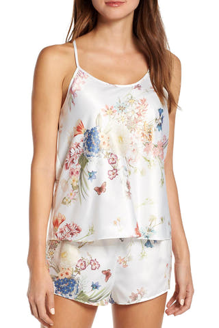Flora Nikrooz Ivory Petra Floral Print Camisole / Short Lounge Set