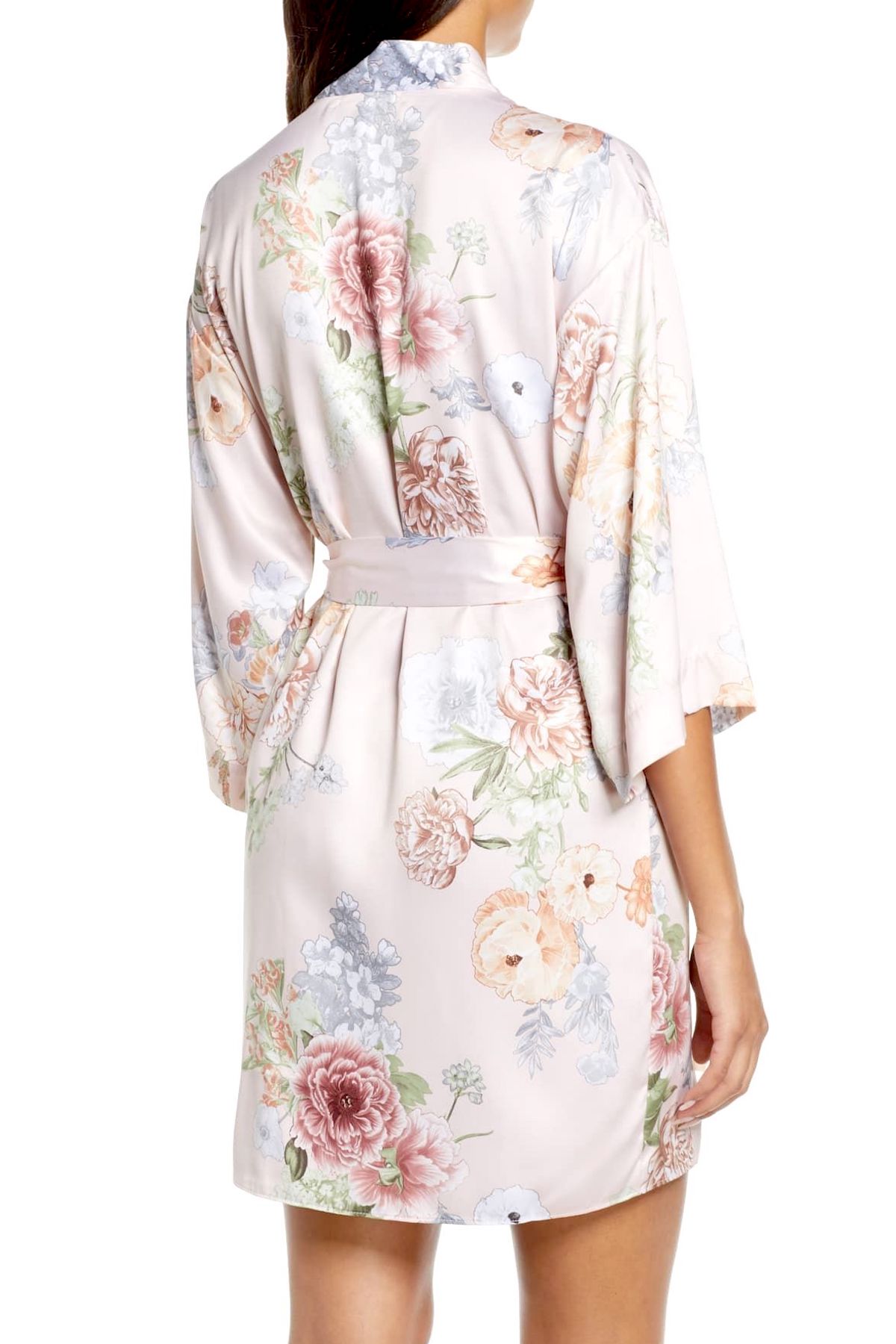Flora Nikrooz Peach Arisa Floral Print Kimono Wrap Robe